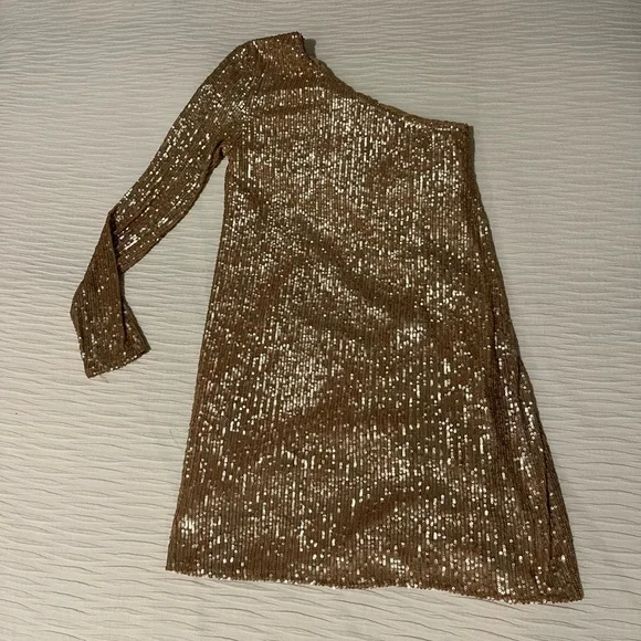 Zara | Dresses | Zara One Sleeve Sparkly Dress | Poshmark